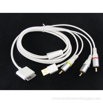 RCA Radio Video USB AV Cable for iPhone4 4s iPad2 3 (C10)